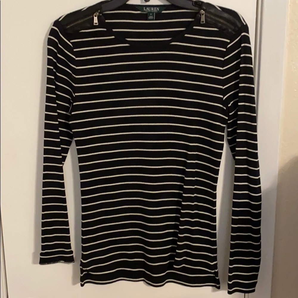 Ralph Lauren black and white striped top